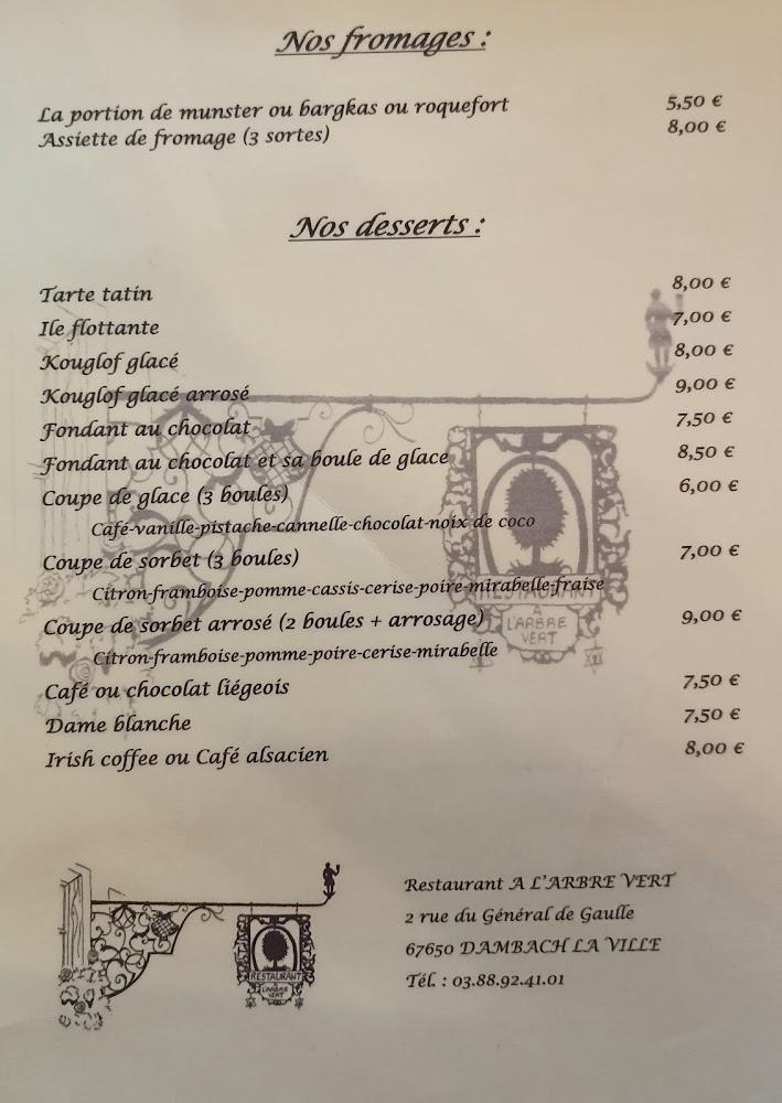 Restaurant à L'Arbre Vert - Menu Image 4